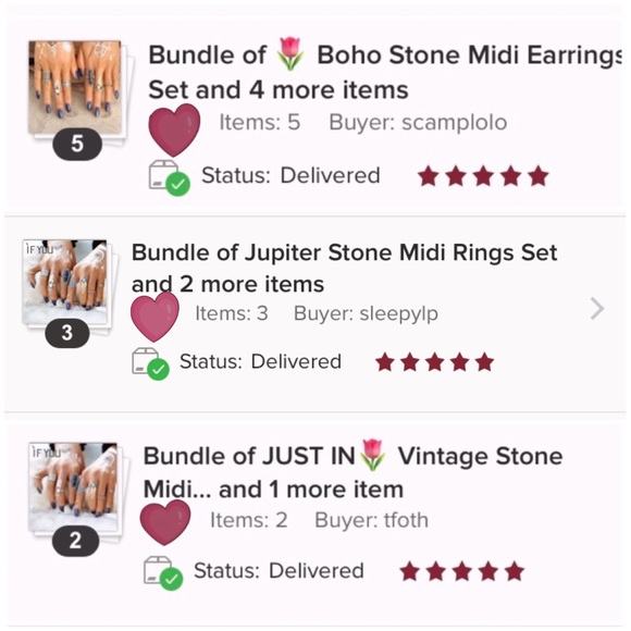 Jupiter ✶ Stone Midi Rings Set ✶ - Picture 6 of 8